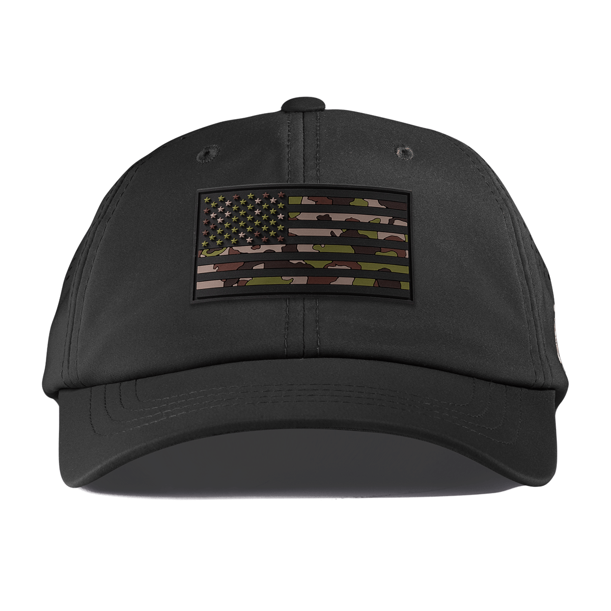 Green Camo Glory PVC Performance Dad Hat Black