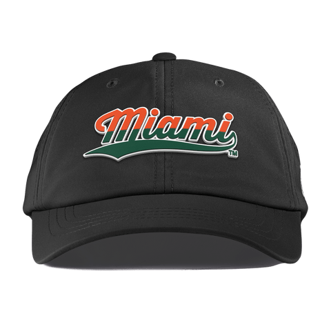 University of Miami "Miami Script" Performance Dad Hat Black