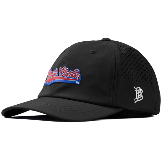 University of Kansas KU "Rock Chalk Red and Blue Script" Performance Dad Hat Black