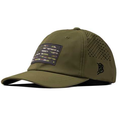 Green Camo Glory PVC Performance Dad Hat Loden