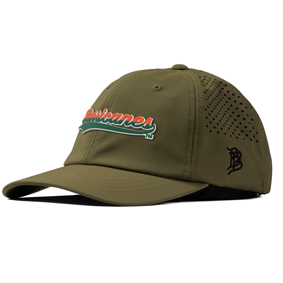 University of Miami "Hurricanes Script" Performance Dad Hat Loden