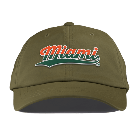 University of Miami "Miami Script" Performance Dad Hat Loden