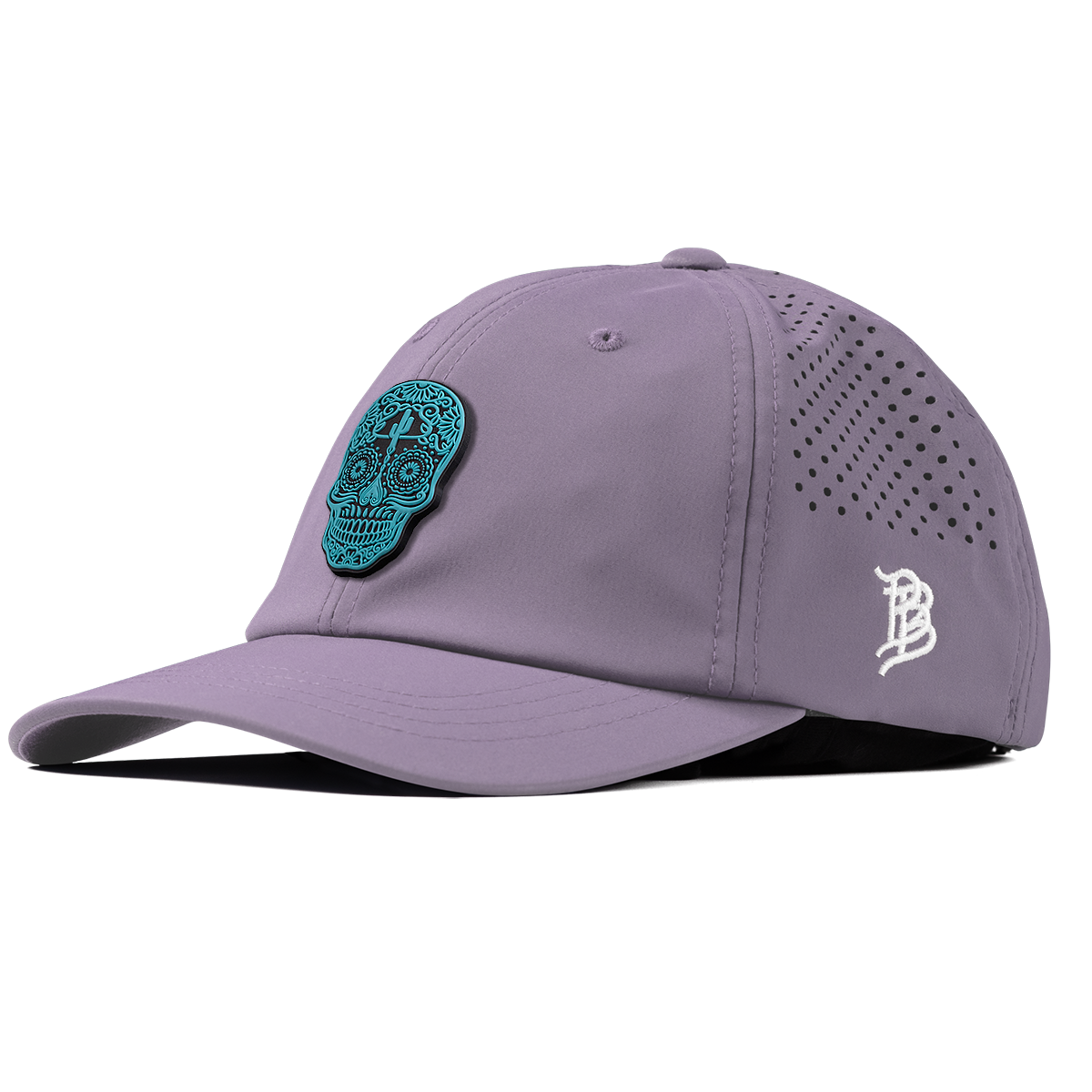 Turquoise Skull PVC Performance Dad Hat Purple