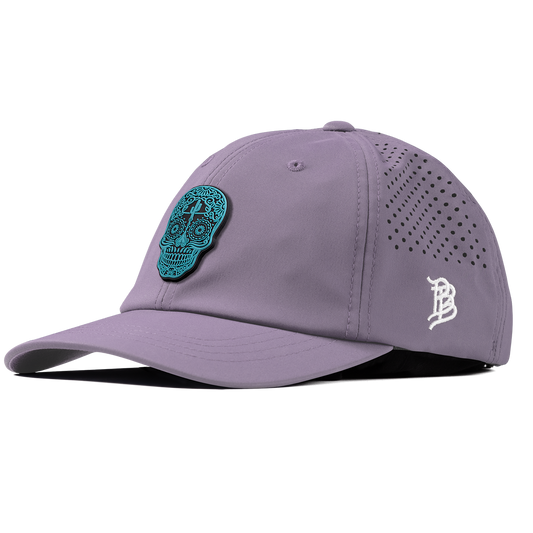 Turquoise Skull PVC Performance Dad Hat Purple