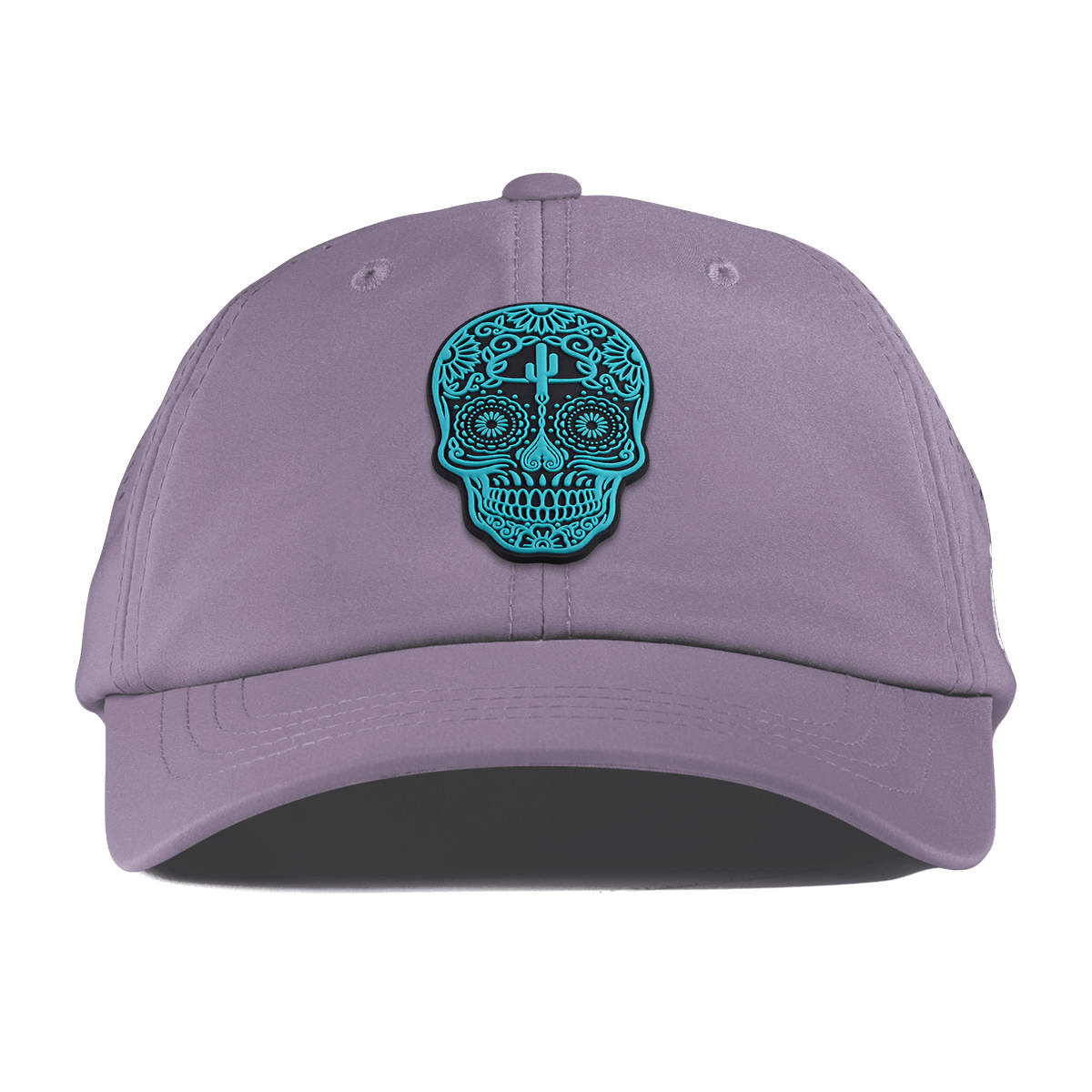 Turquoise Skull PVC Performance Dad Hat Purple