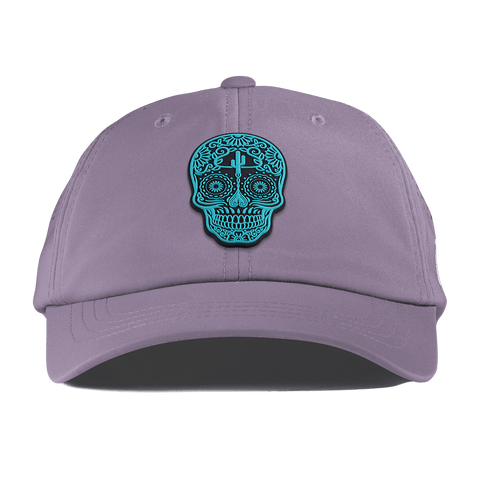 Turquoise Skull PVC Performance Dad Hat Purple