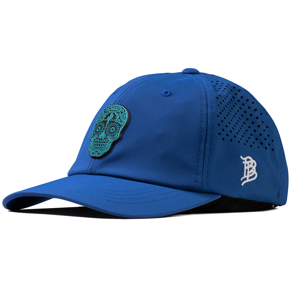 Turquoise Skull PVC Performance Dad Hat Royal