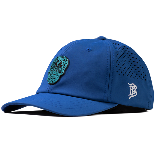 Turquoise Skull PVC Performance Dad Hat Royal
