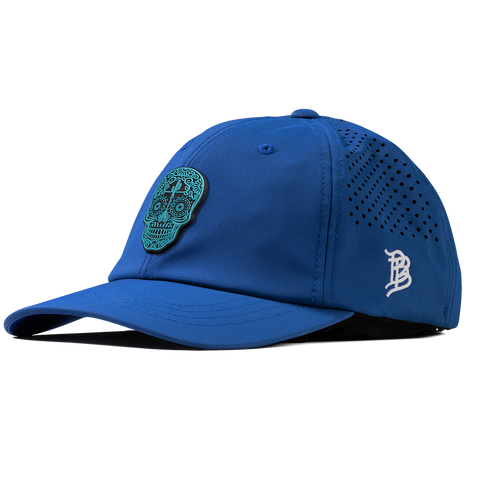 Turquoise Skull PVC Performance Dad Hat Royal