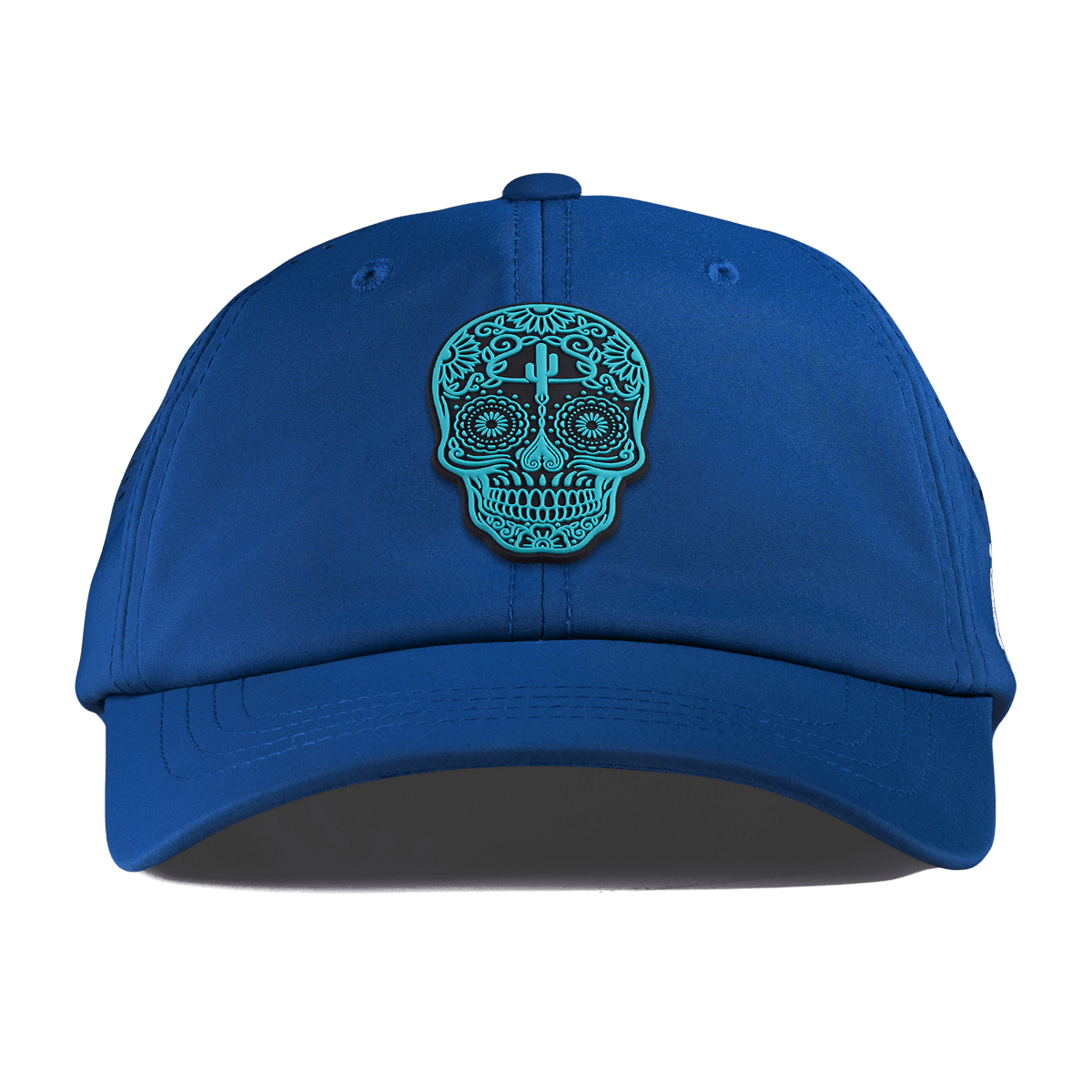 Turquoise Skull PVC Performance Dad Hat Royal