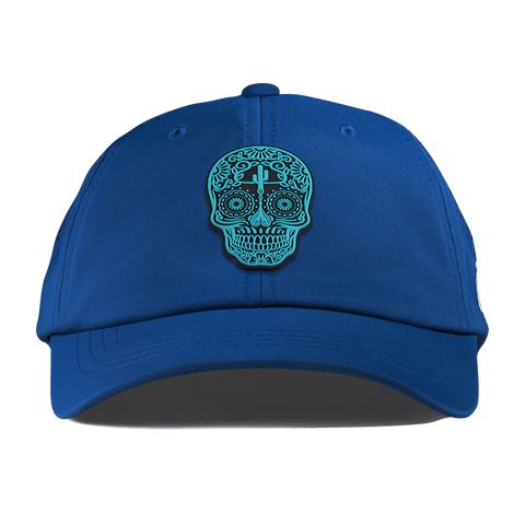 Turquoise Skull PVC Performance Dad Hat Royal