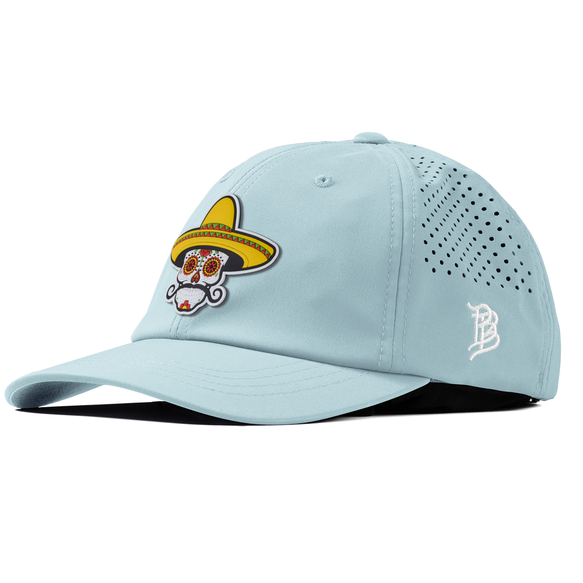 Sombrero Skull PVC Performance Dad Hat Sky Blue