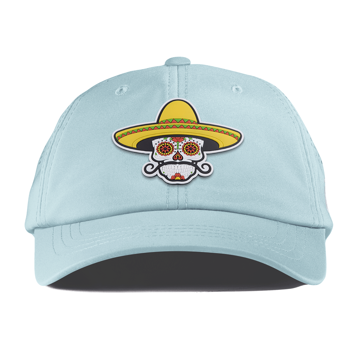 Sombrero Skull PVC Performance Dad Hat Sky Blue