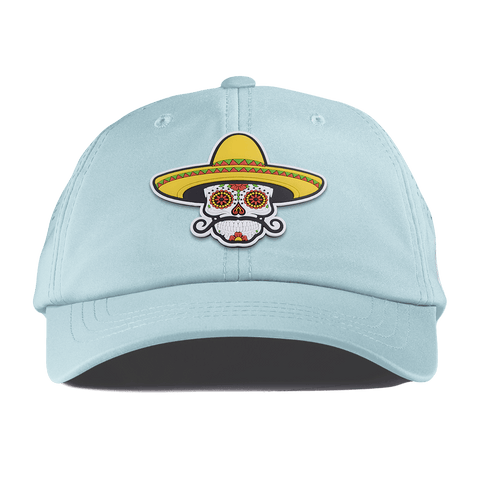 Sombrero Skull PVC Performance Dad Hat Sky Blue