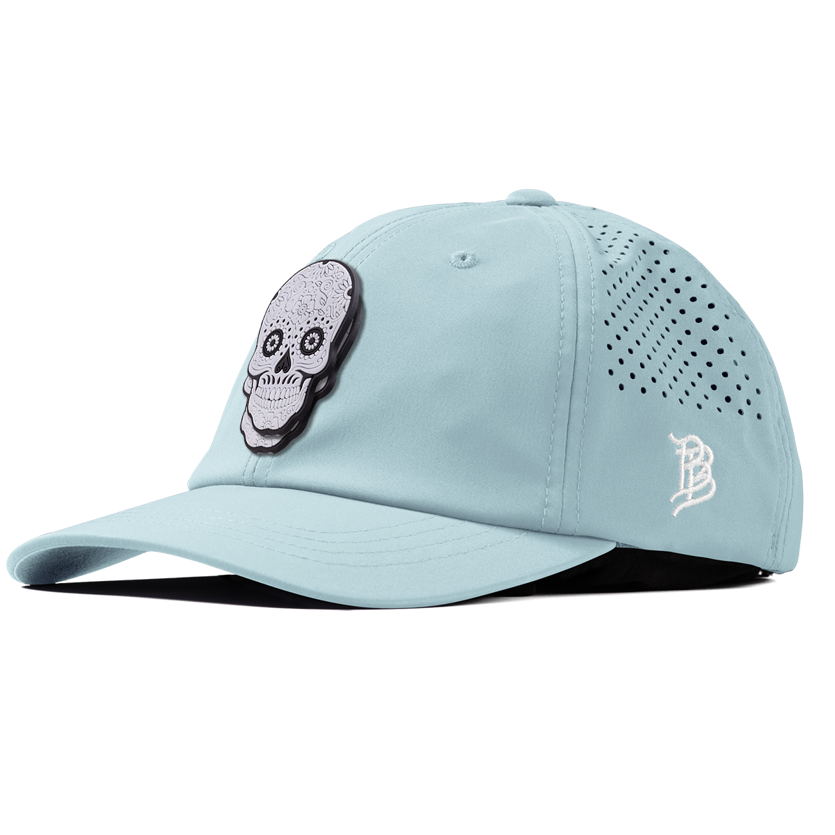 Sugar Skull PVC Performance Dad Hat Sky Blue