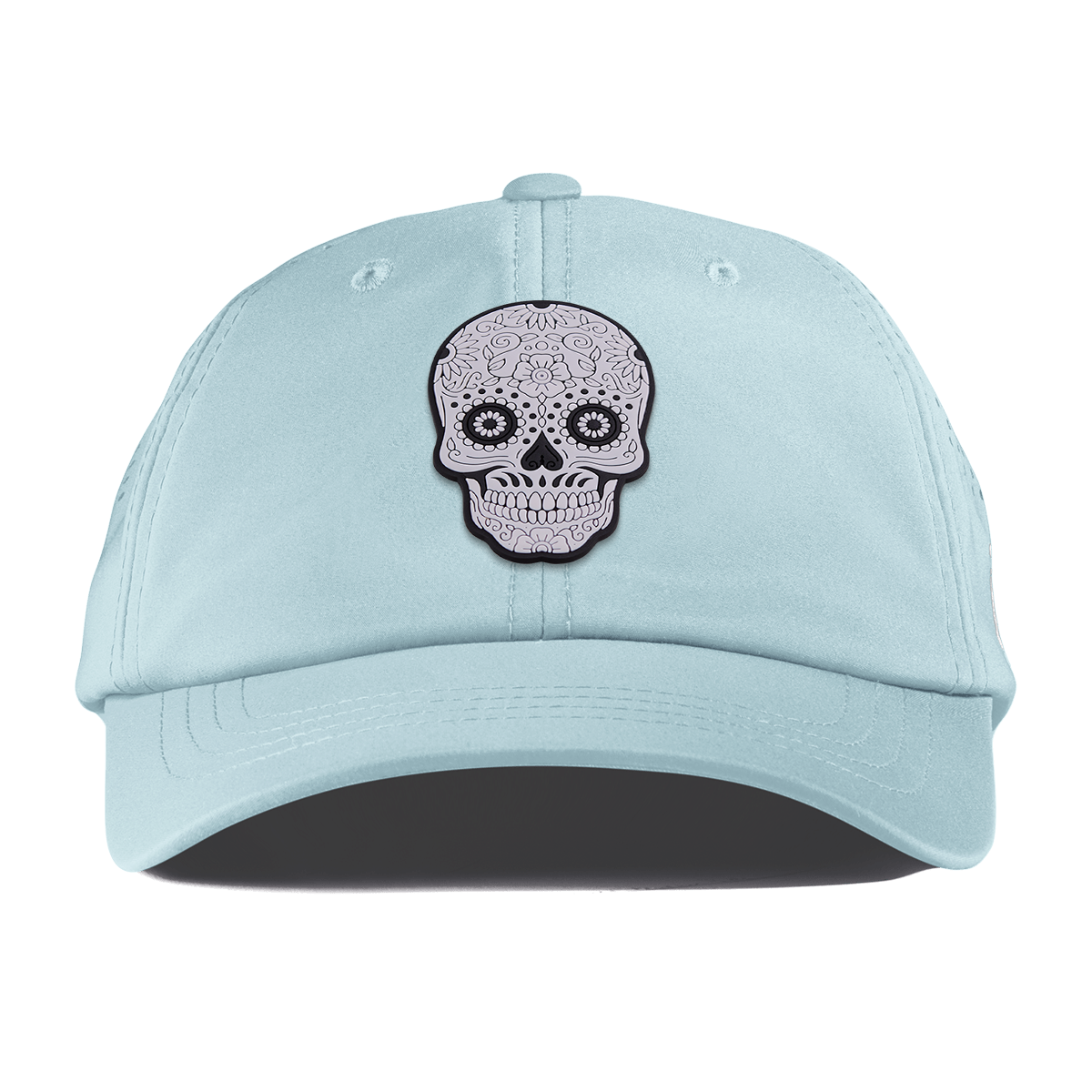 Sugar Skull PVC Performance Dad Hat Sky Blue