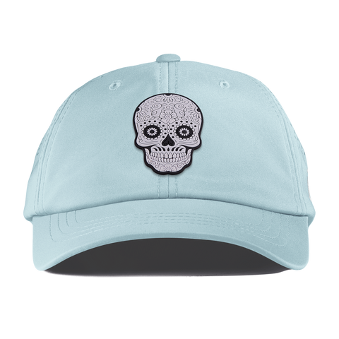 Sugar Skull PVC Performance Dad Hat Sky Blue