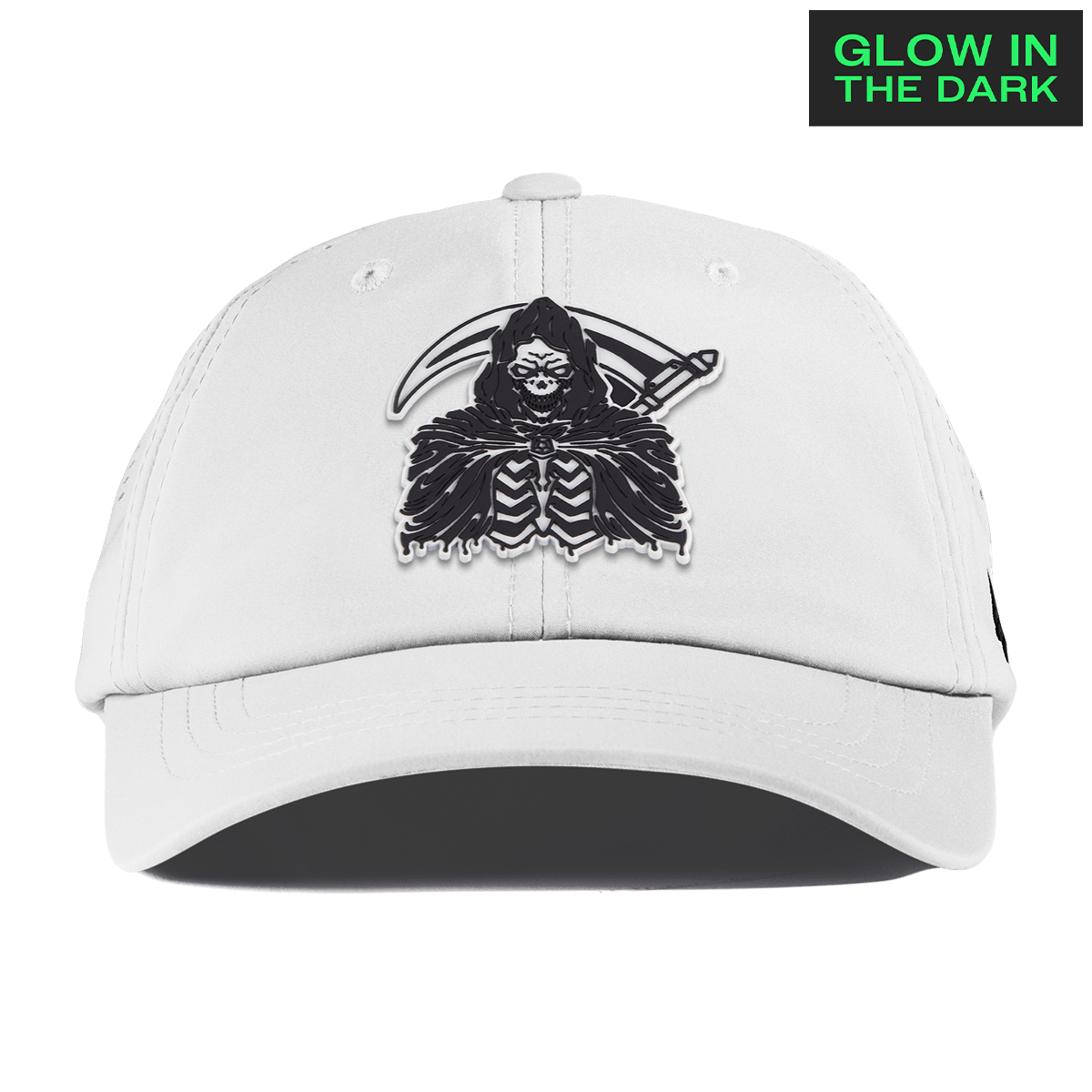 Grim Reaper Glow Performance Dad Hat White