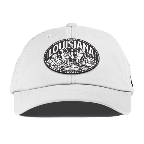 Louisiana Traveler Performance Dad Hat White