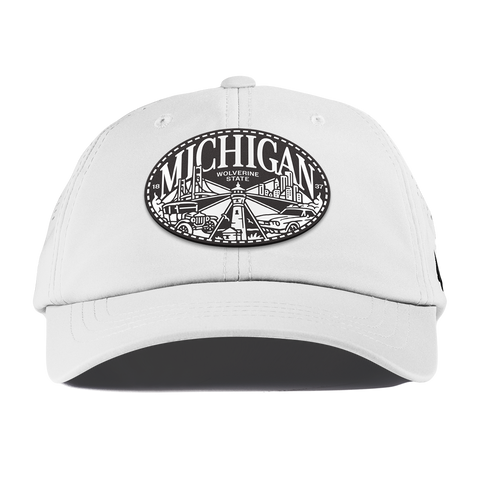 Michigan Traveler Performance Dad Hat White
