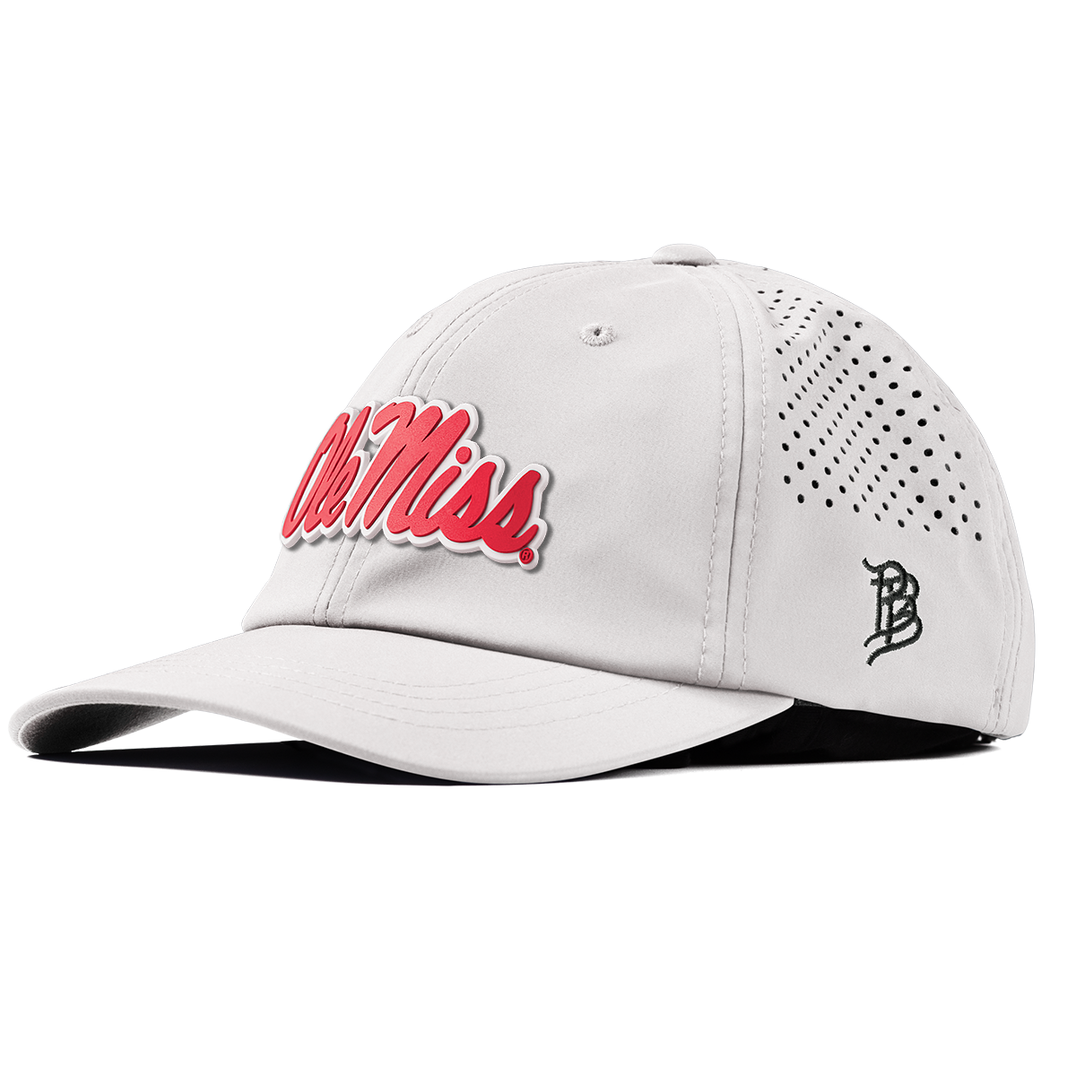 University of Mississippi "Ole Miss Crimson Script" Performance Dad Hat White