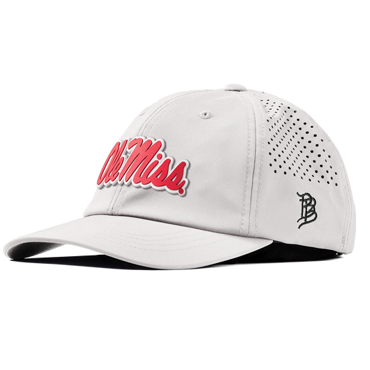 University of Mississippi "Ole Miss Crimson Script" Performance Dad Hat White