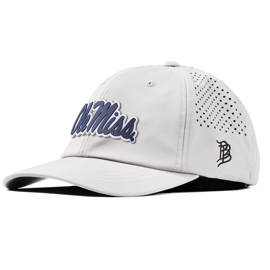University of Mississippi "Ole Miss Navy Script" Performance Dad Hat White