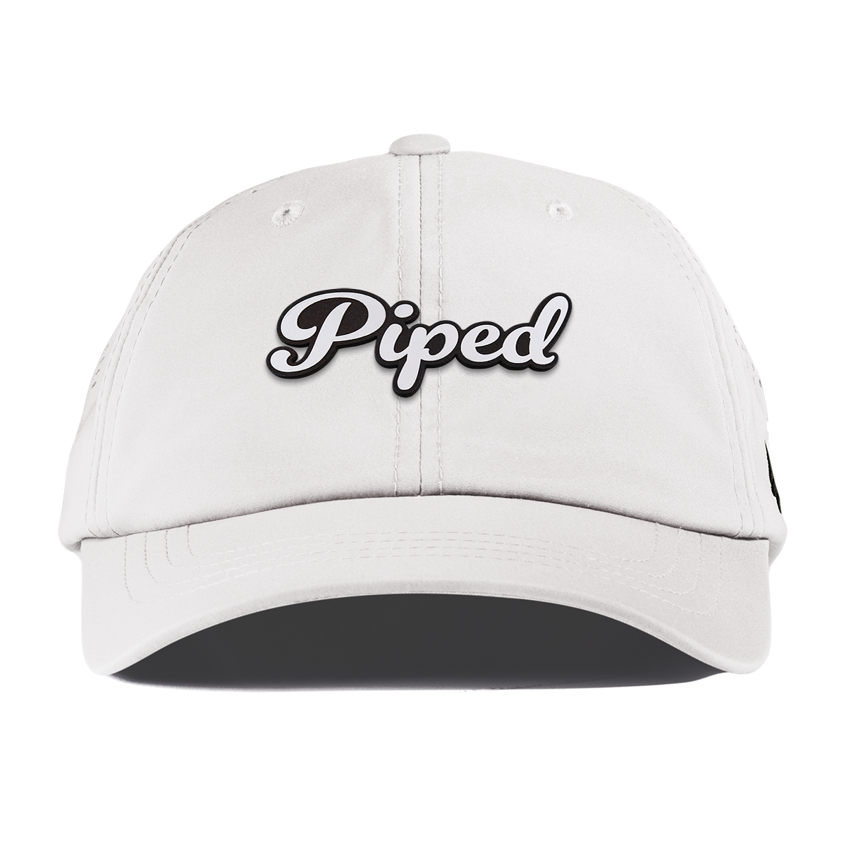 Piped Script Performance Dad Hat White