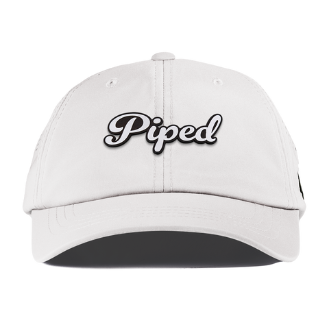 Piped Script Performance Dad Hat White