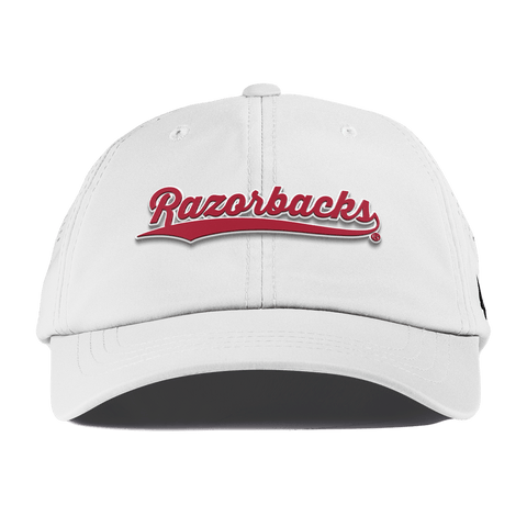 University of Arkansas "Razorback Script" Performance Dad Hat White