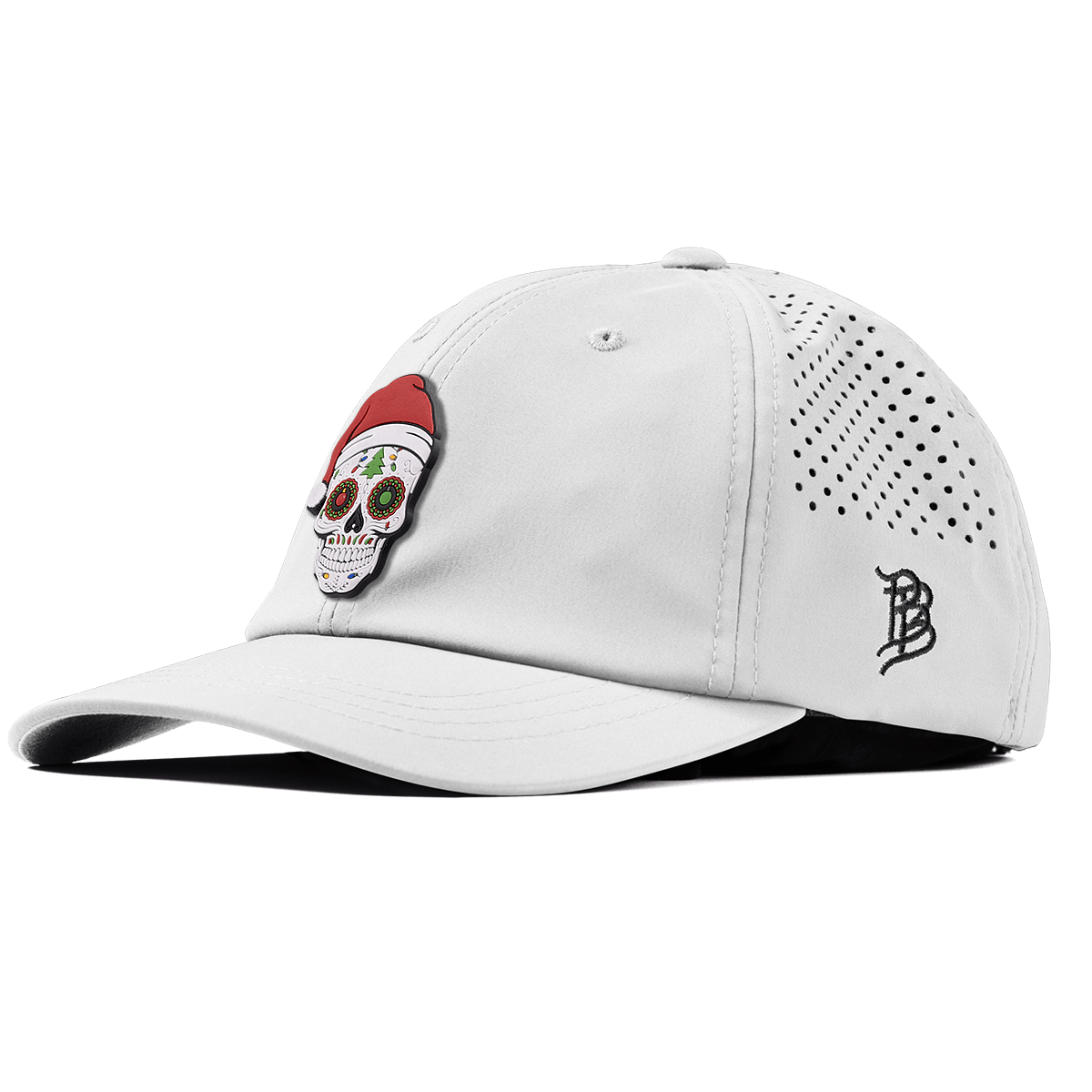 Santa Skull PVC Performance Dad Hat White