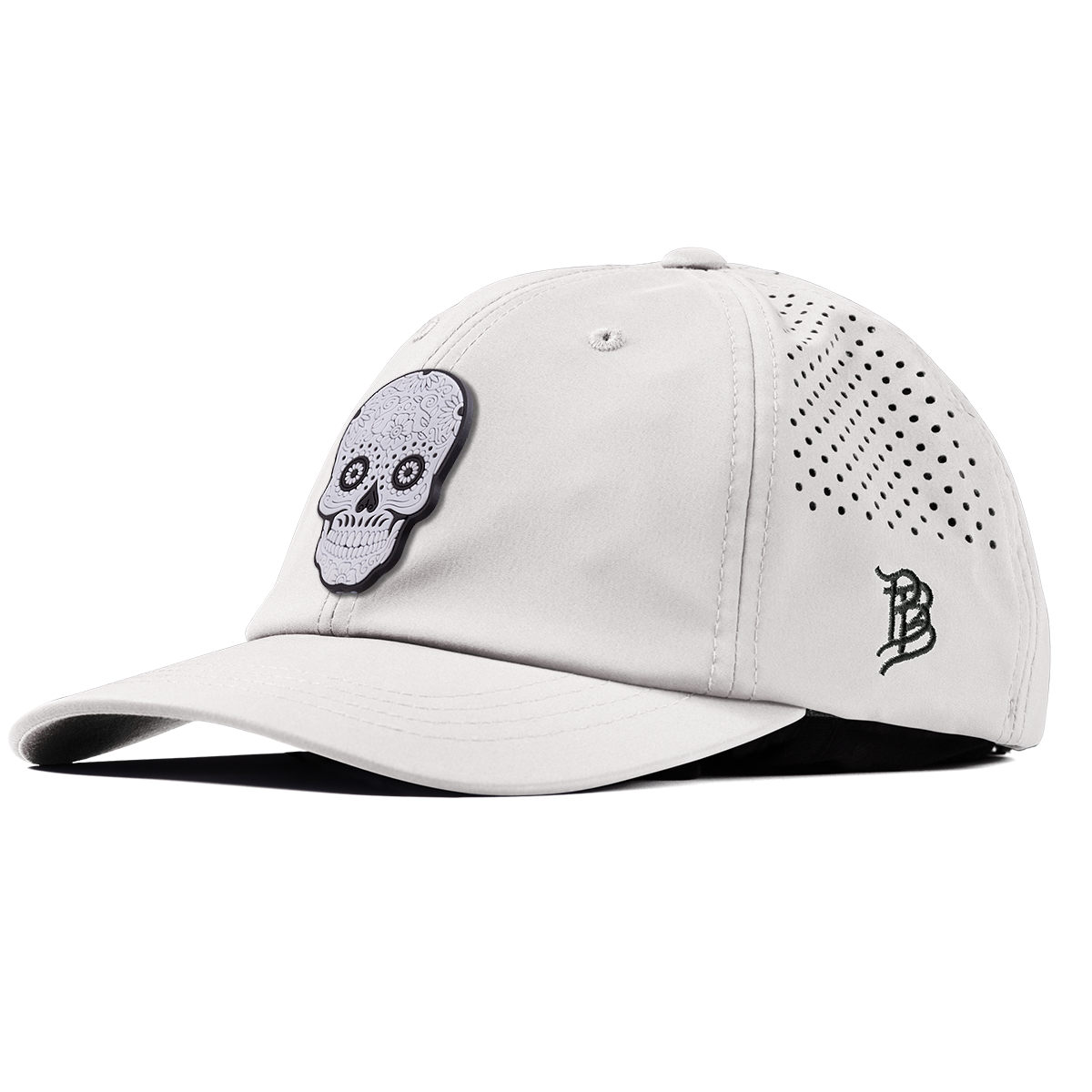 Sugar Skull PVC Performance Dad Hat White