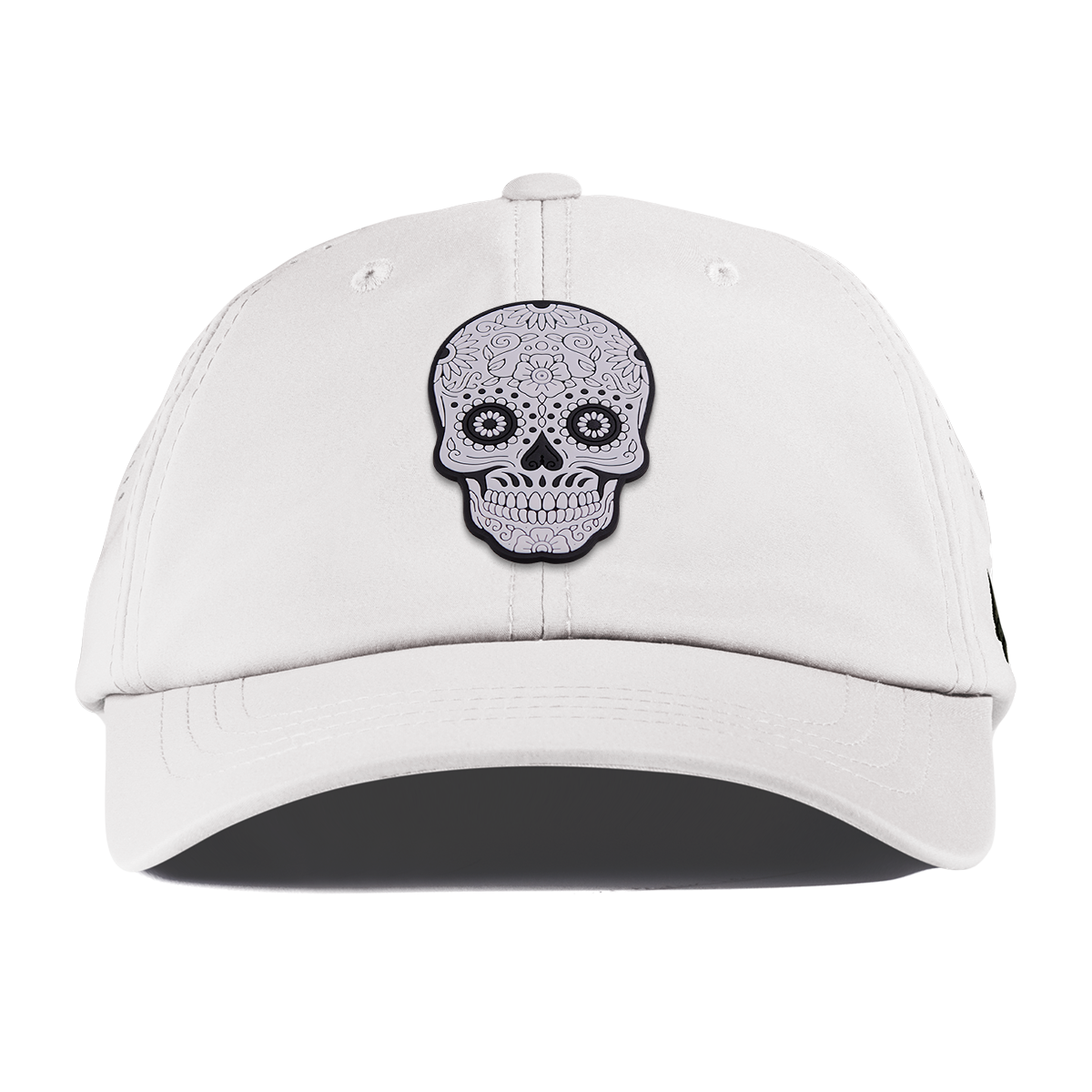 Sugar Skull PVC Performance Dad Hat White
