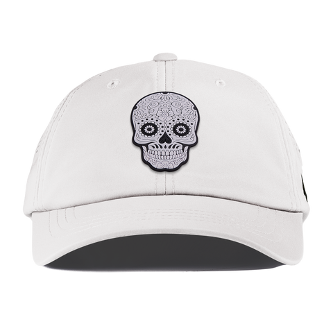 Sugar Skull PVC Performance Dad Hat White