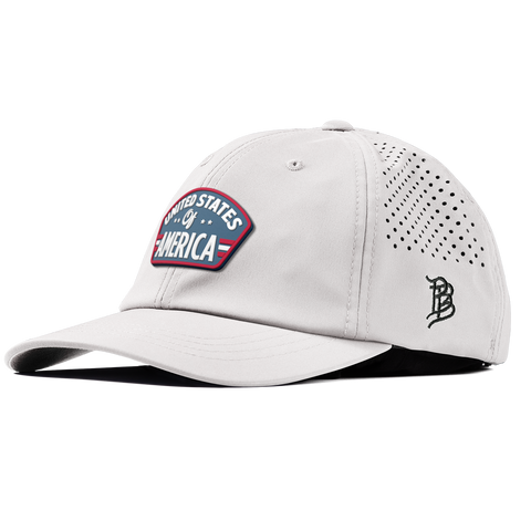 United States of America Badge Performance Dad Hat White