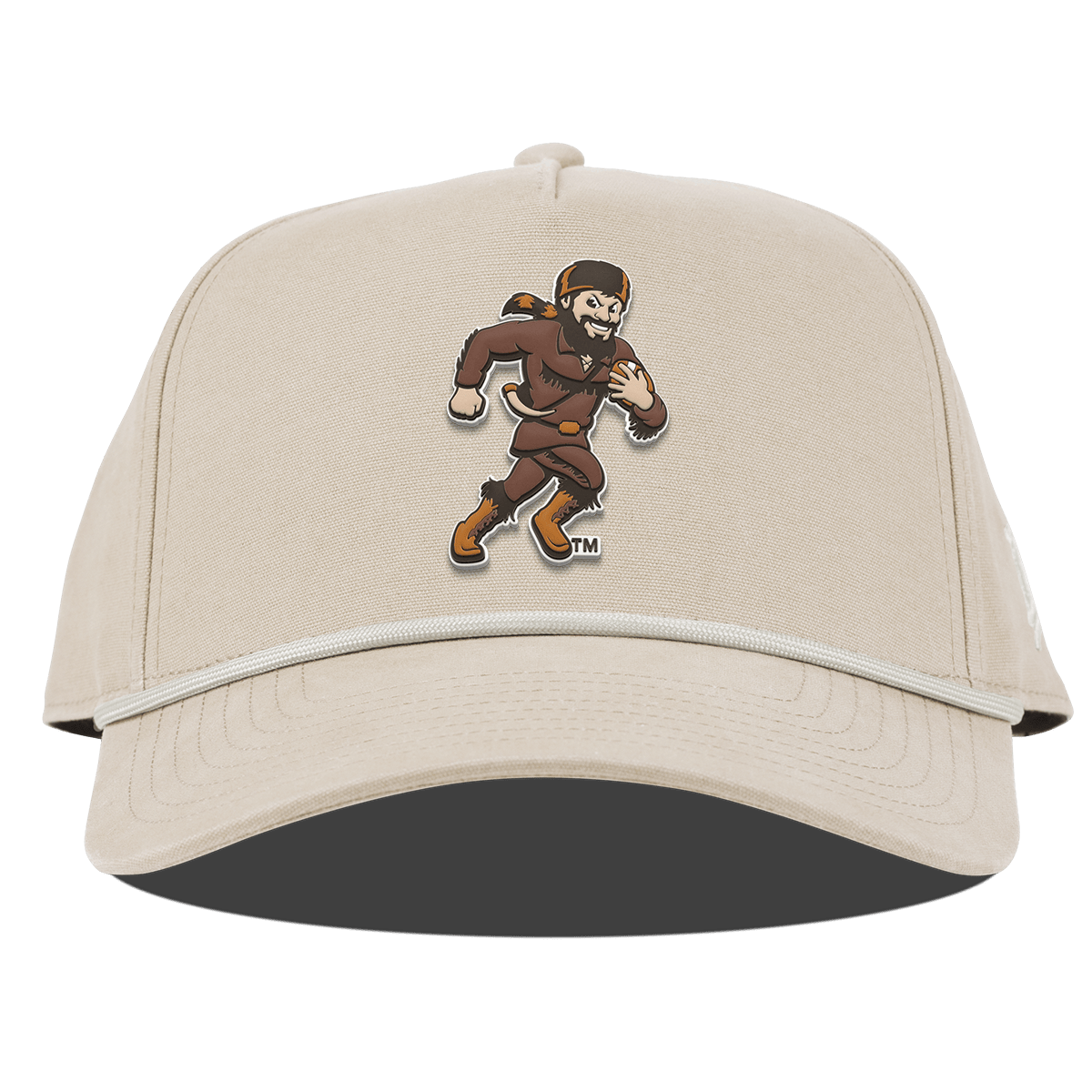 West Virginia University "WVU Mountaineer Football Logo" Curved Canvas 5 Panel Rope Beige