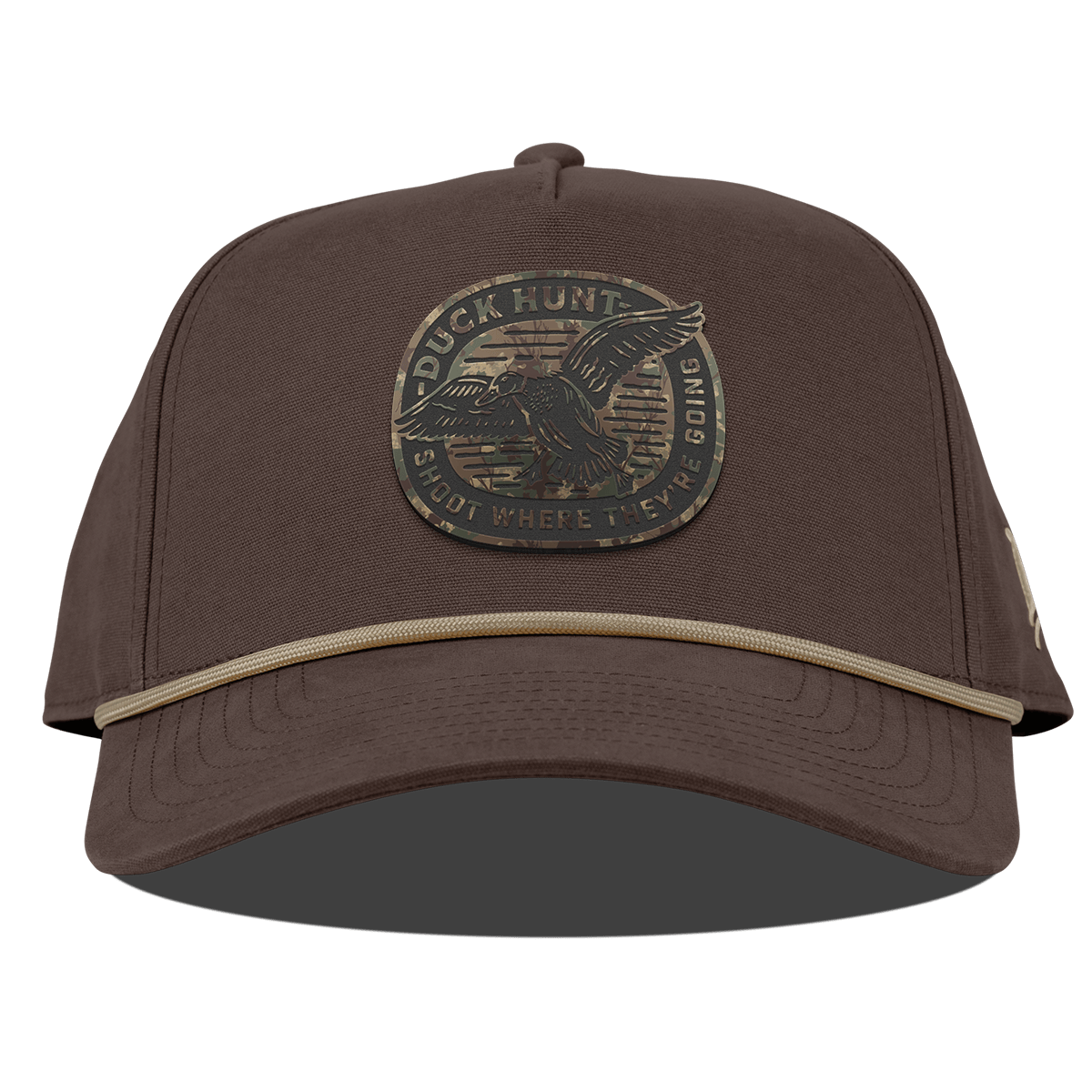 Duck Hunt Timber Camo Curved Canvas 5 Panel Rope Vintage Brown