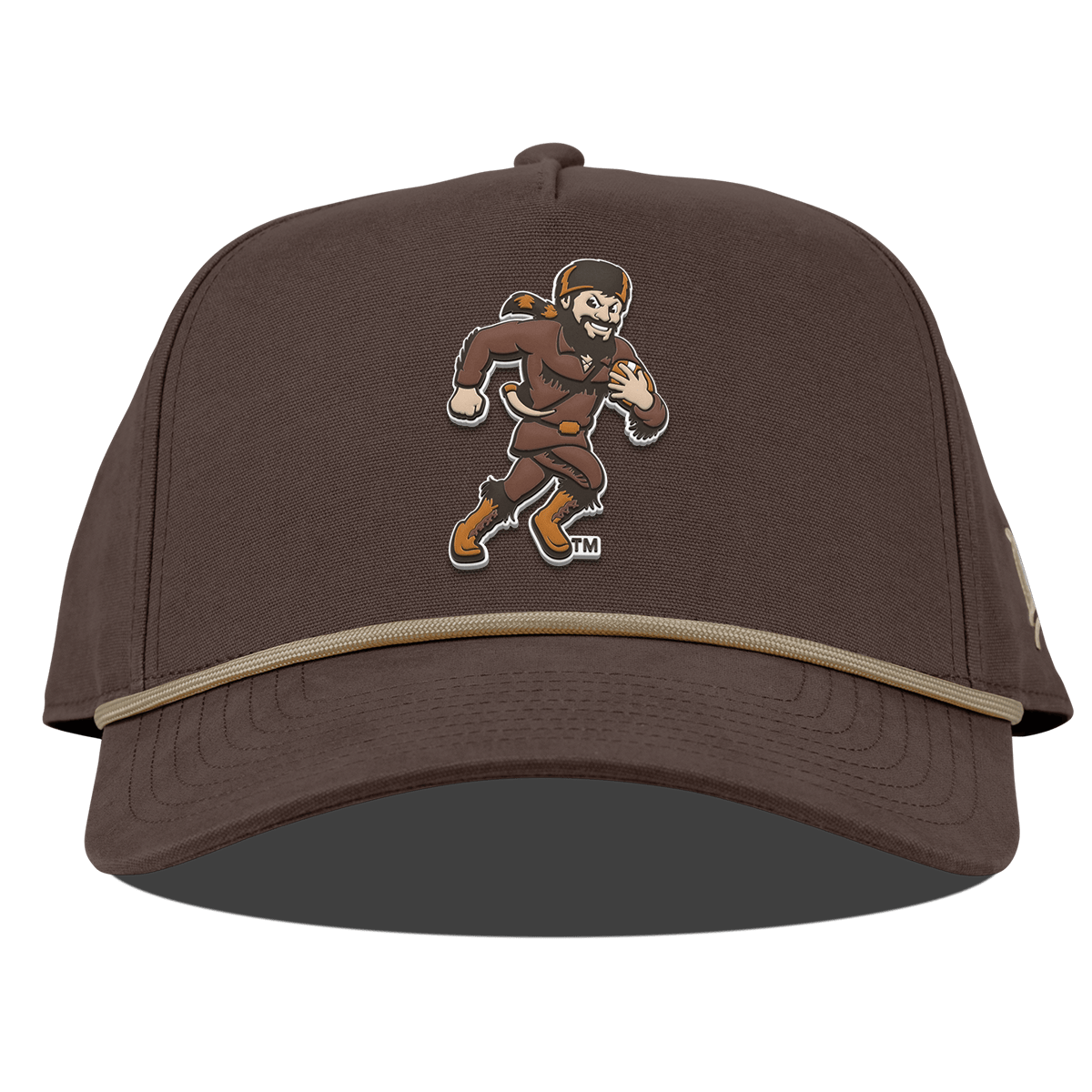West Virginia University "WVU Mountaineer Football Logo" Curved Canvas 5 Panel Rope Vintage Brown