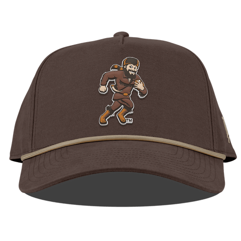 West Virginia University "WVU Mountaineer Football Logo" Curved Canvas 5 Panel Rope Vintage Brown