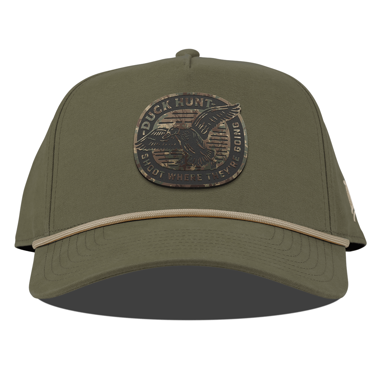 Duck Hunt Timber Camo Curved Canvas 5 Panel Rope Vintage Loden