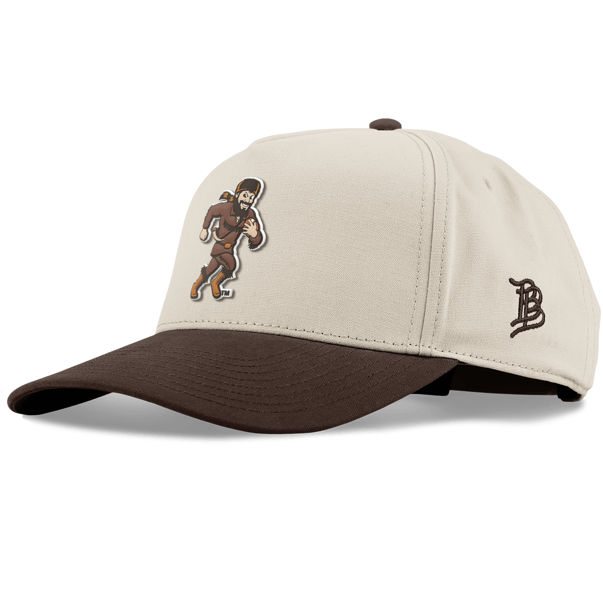 West Virginia University "WVU Mountaineer Football Logo" Curved 5 Panel Canvas Beige/Vintage Brown