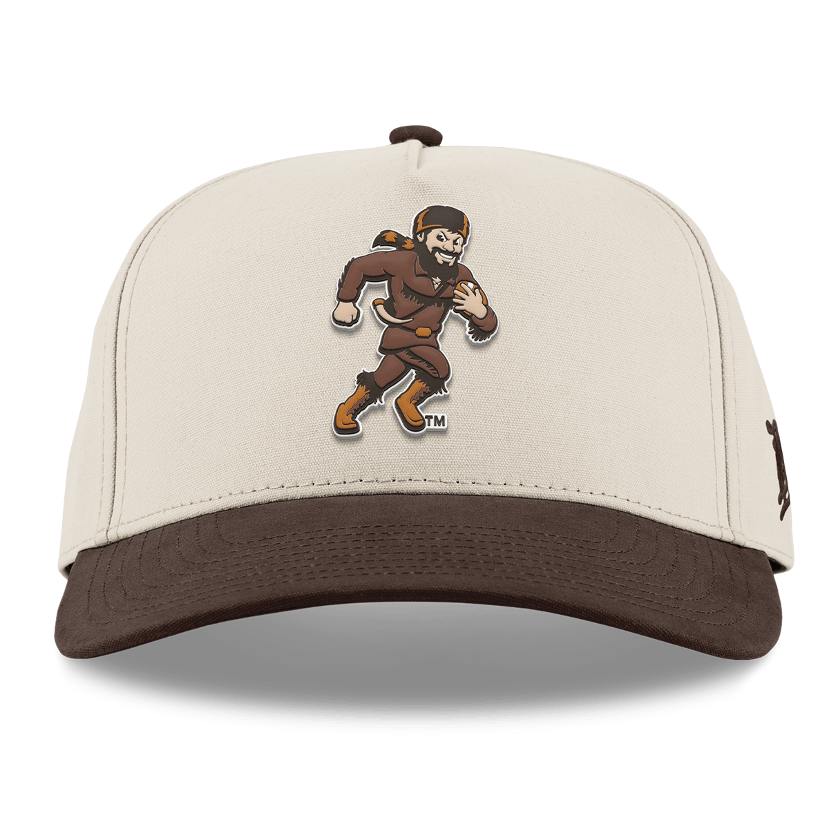 West Virginia University "WVU Mountaineer Football Logo" Curved 5 Panel Canvas Beige/Vintage Brown