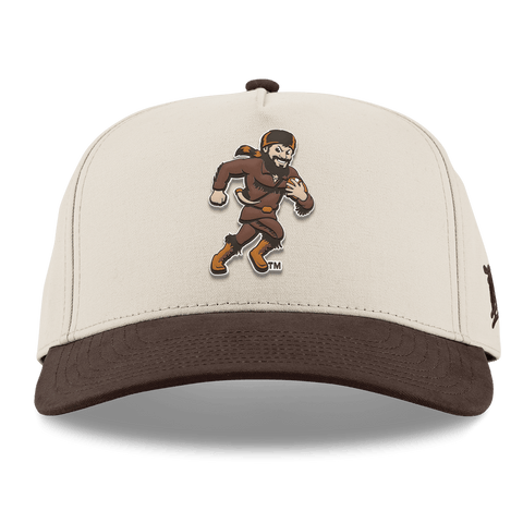 West Virginia University "WVU Mountaineer Football Logo" Curved 5 Panel Canvas Beige/Vintage Brown