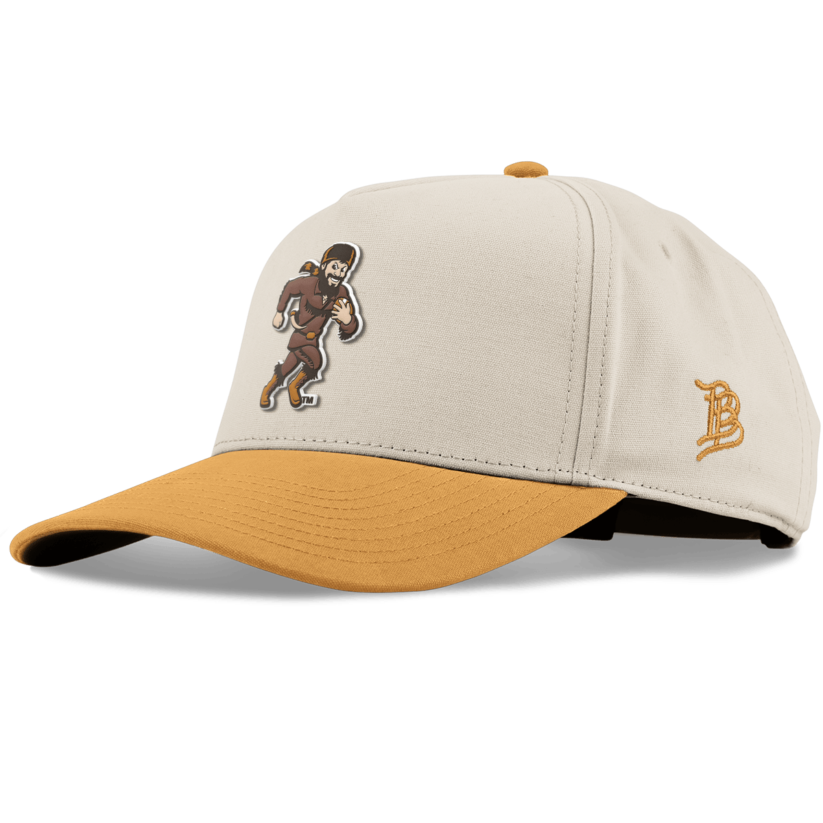 West Virginia University "WVU Mountaineer Football Logo" Curved 5 Panel Canvas Beige/Wheat