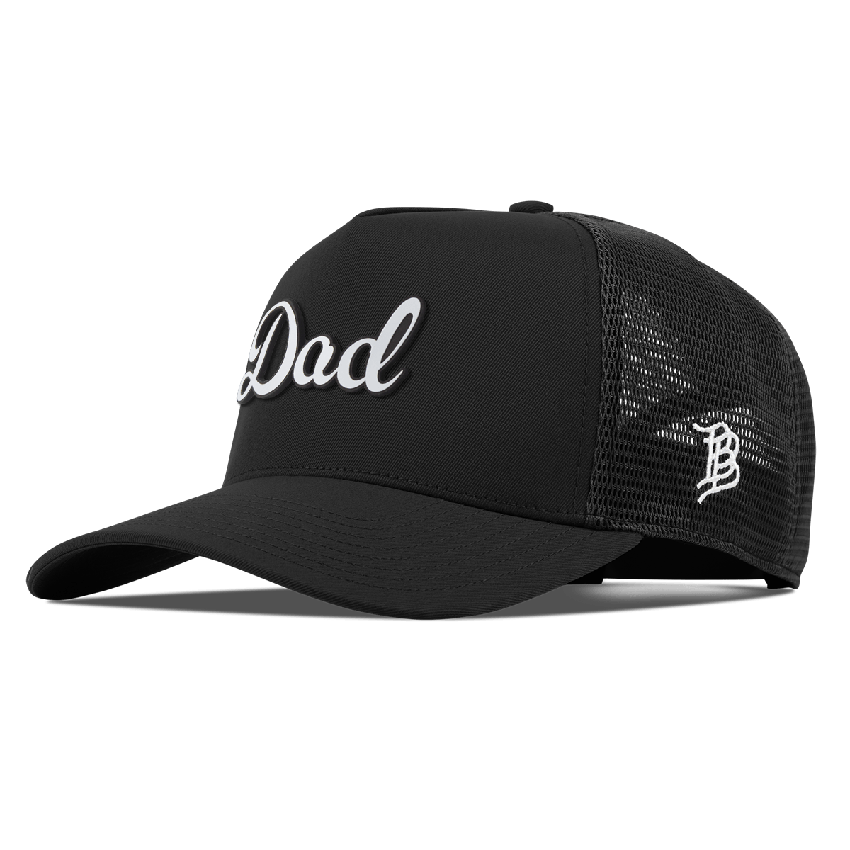 Dad Script Curved 5 Panel Trucker Black