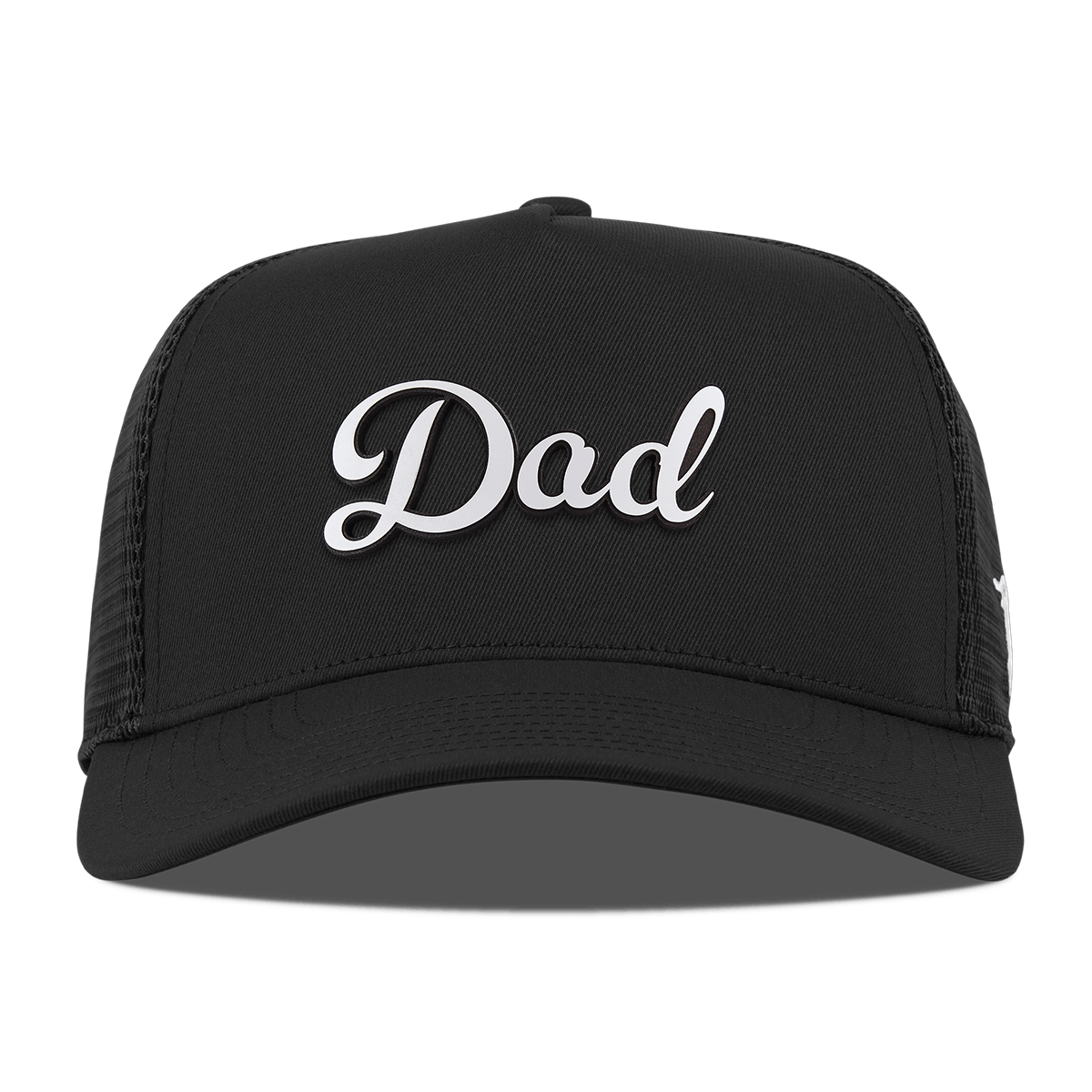 Dad Script Curved 5 Panel Trucker Black