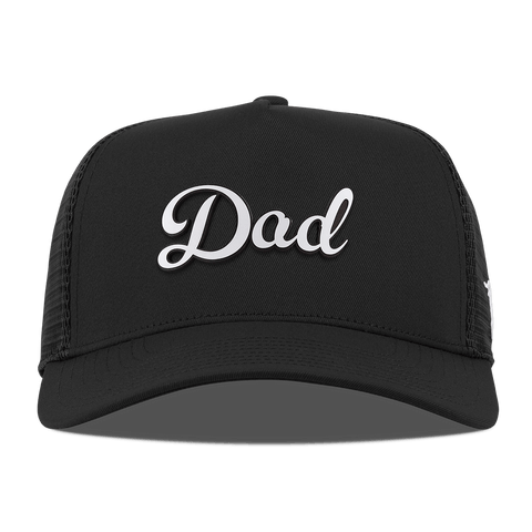 Dad Script Curved 5 Panel Trucker Black