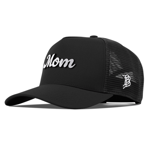 Mom Script Curved 5 Panel Trucker Black