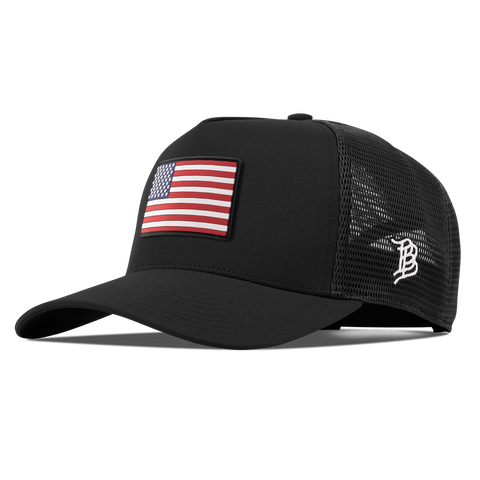 Old Glory Curved 5 Panel Trucker Black