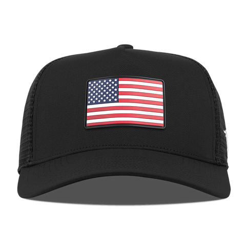 Old Glory Curved 5 Panel Trucker Black